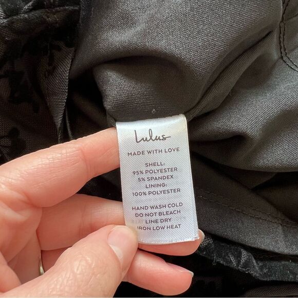 Lulus black mesh velvet burnout mini dress women’s size M - Picture 7 of 8
